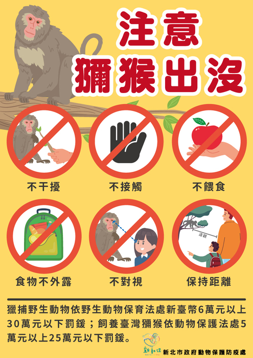 檢送臺灣獼猴防治手冊及注意原則圖片